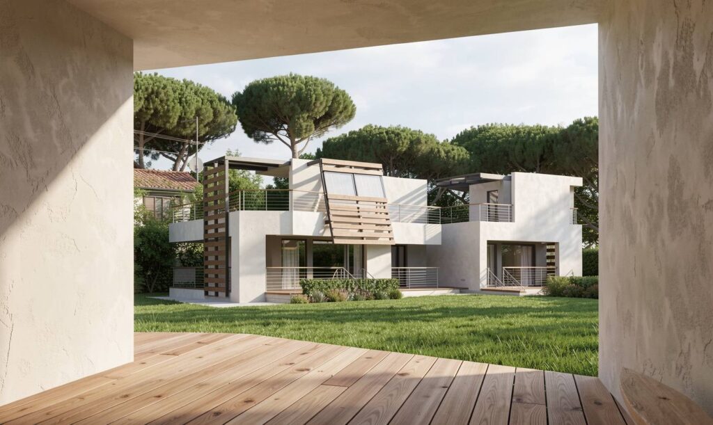 Ville agli Stagni di Ostia: fronte (rendering)