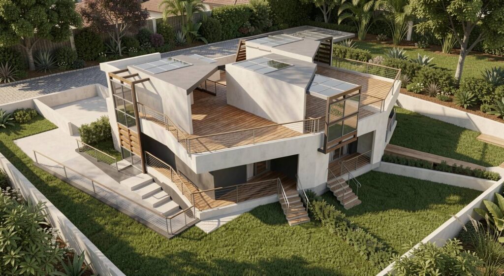 Ville agli Stagni di Ostia: retro (rendering)